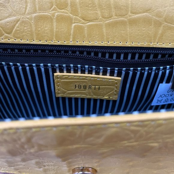 Real Leather Yellow & Gold Cross Body Mini Bag - NWOT - Picture 6 of 9